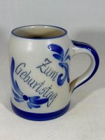 (Bild für) 0,5 Liter Bierkrug grau blau Zum Geburtstag