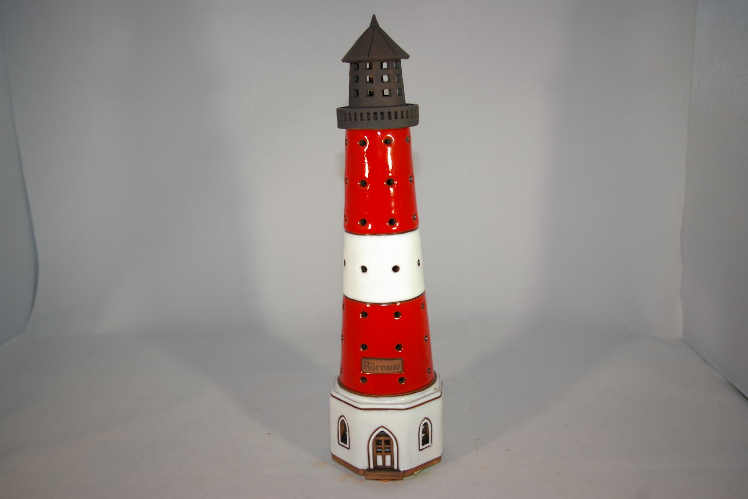 Leuchtturm Hörnum Nordsee,20 cm Keramik Glanz Modell Teelicht,Lighthouse 