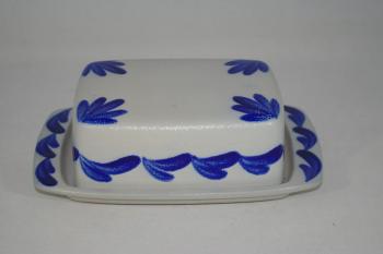 Butterdose gross grau blau Salzglasur