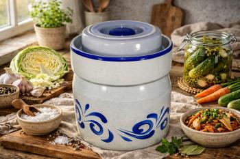 Fermentiertopf 8 Liter grau-blau aus Steinzeug