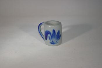 Mini Maßkrug grau blau Salzglasur