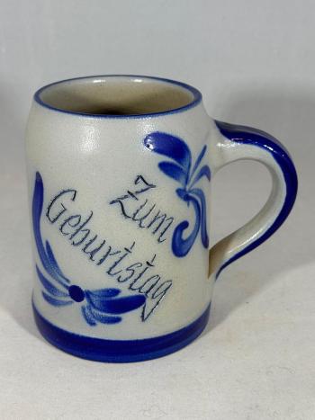 0,5 Liter Bierkrug grau blau Zum Geburtstag