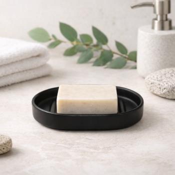 Schwarzes Seifenschälchen aus Keramik